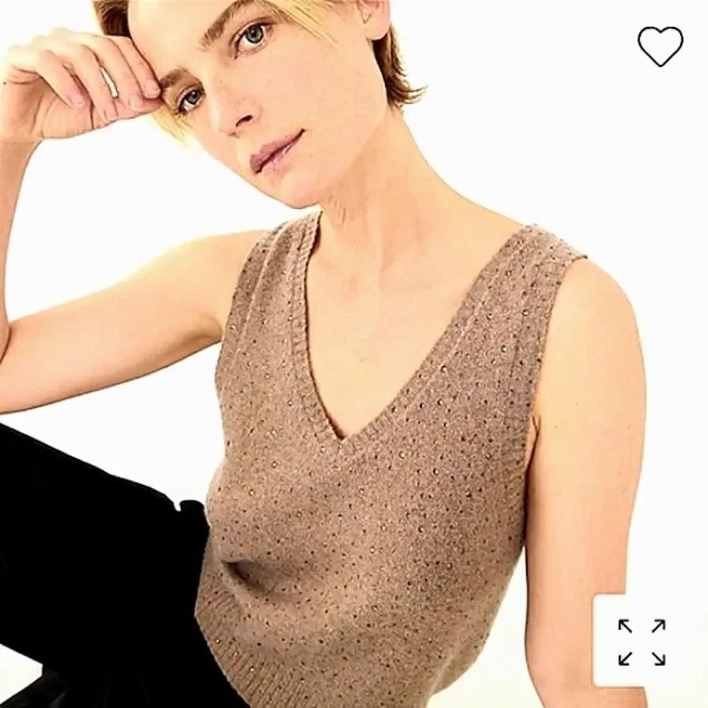 J CREW Crystal Embellished Sweater Shell Vest Supersoft Yarn sz XS NWT